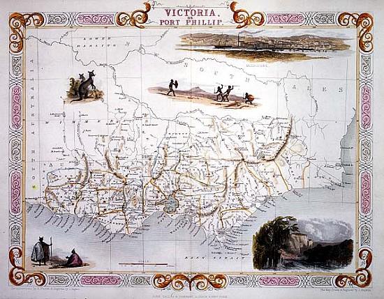 Victoria, Australia, from Illustrated Atlas of the World, pub. Tallis & Co., 1849-53 a 