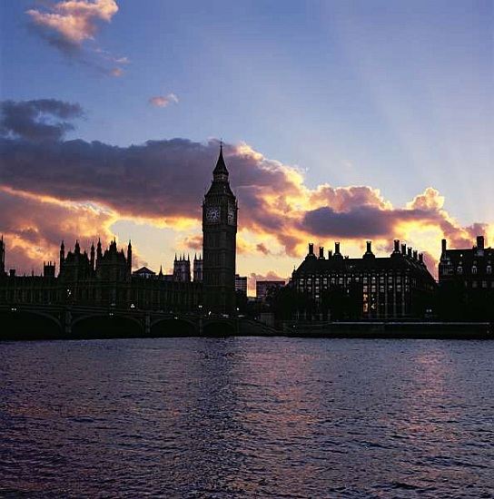 View of Westminster, from the South Bank of the Thames, featuring Big Ben a 