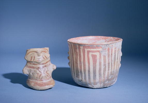 Vessels from Hacilar, Turkey, c.5500-00 BC (painted pottery) a 