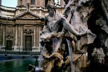 View of the Four Rivers Fountain by Gian Lorenzo Bernini (1598-1680) and the Facade of Saint Agnes i