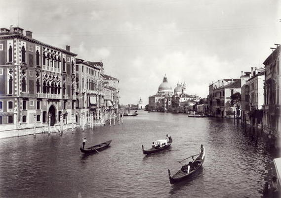 View of the Grand Canal with gondolas (b/w photo) a 
