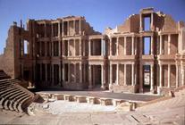 View of the scaena (stage) and orchestra of the theatre, Roman, late 2nd century, restored 1937 (pho