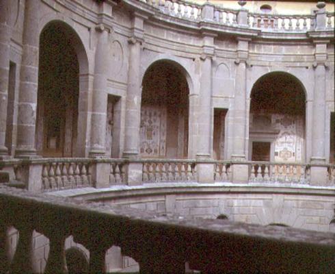 View of the upper portico, designed by Jacopo Vignola (1507-73) and his successors for Cardinal Ales a 