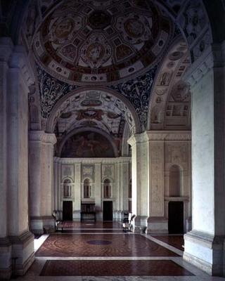 View of the vaulted loggia and entrance hall, designed for Cardinal Giuliano de'Medici (1478-1534) b a 