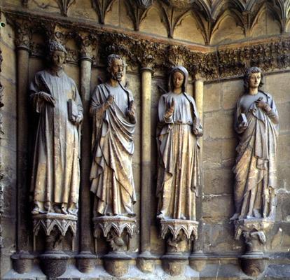 Virgin and the apostles, detail of Sculptures from the exterior west facade, 13th/14th century (ston a 