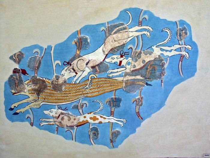 Wandmalerei aus dem jüngeren Palast von Tiryns a 