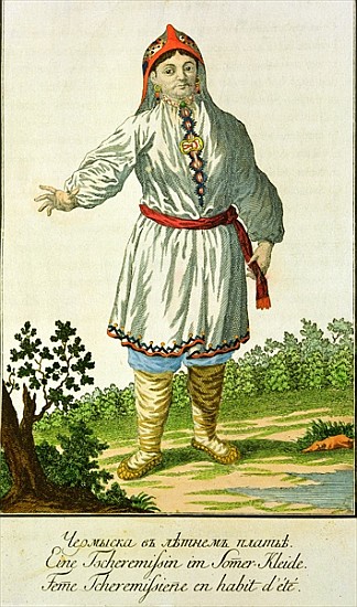 Woman peasant''s summer costume, Cheremes Tribe, Russian, 18th century a 