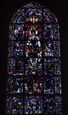 Window depicting Notre Dame de la Belle Verriere in the south choir, 13th century (stained glass) (f a 