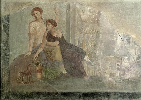 Women playing with a goat, Pompeii (mural painting) a 