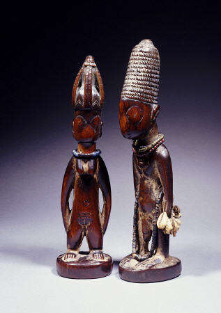 Yoruba Female And Male Ibeji Figures a 
