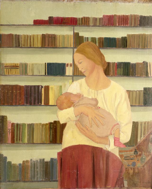 Yvonne with Vincent at Ten Weeks, 1919 (oil on panel) a Nora Summers