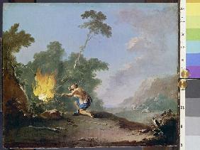 Moses in front of the burning Thornbush