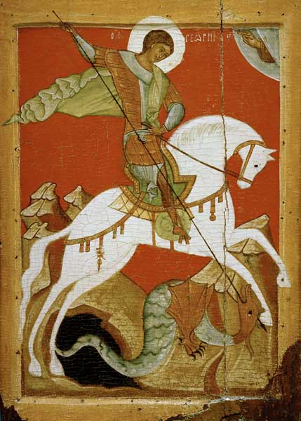 Icon of St. George and the Dragon a Novgorod School