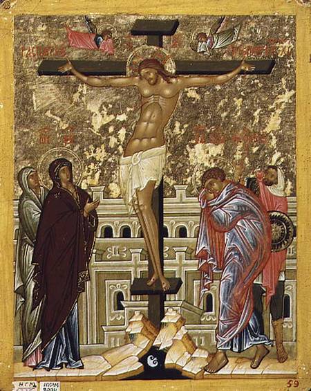 The Crucifixion of Our Lord, Russian icon from the Cathedral of St. Sophia a Novgorod School