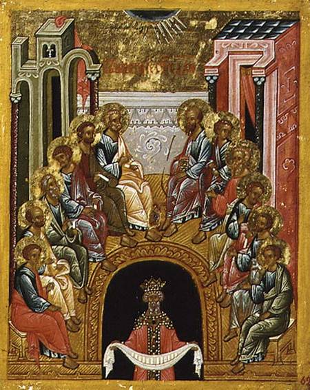The Descent of the Holy Spirit, Russian icon from the Cathedral of St. Sophia a Novgorod School