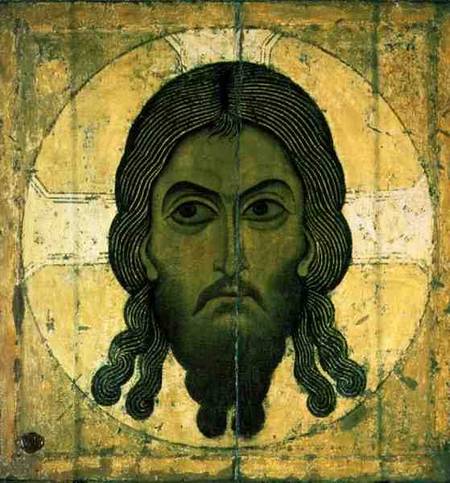 The Holy Face (tempera & gold on panel) a Novgorod School