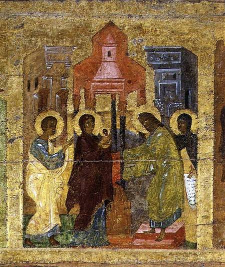 The Presentation in the Temple, Russian icon from the iconostasis in the Cathedral of St. Sophia a Novgorod School