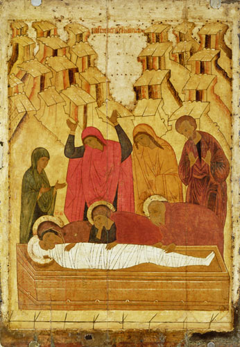 Grablegung Christi a scuola di Novgorod pittura di icone