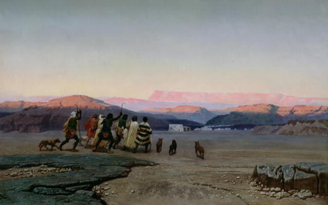 The Shepherds, Led by the Star, Arriving at Bethlehem, 1863 (oil on canvas) a Octave Penguilly l'Haridon