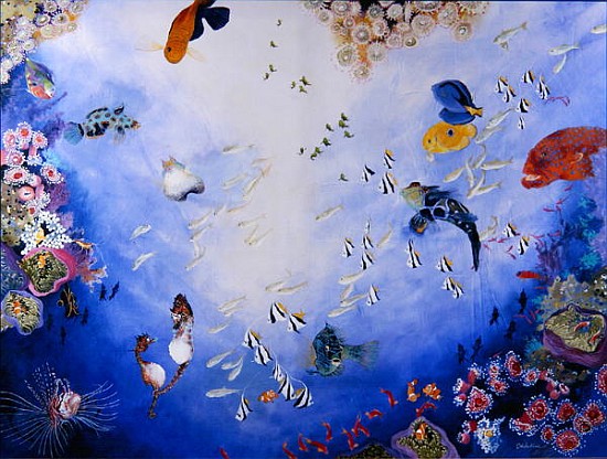 Underwater World IV (acrylic on canvas)  a Odile  Kidd