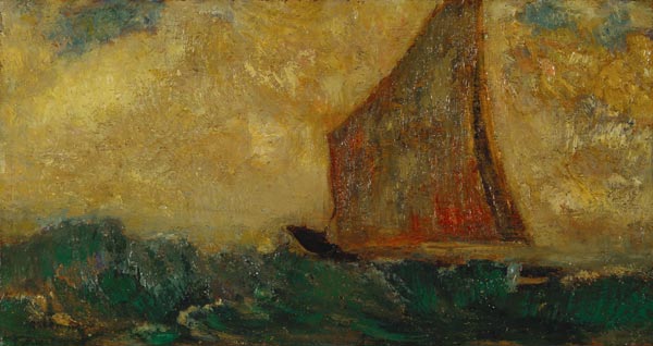 The Mystical Boat (oil on cradled panel) a Odilon Redon