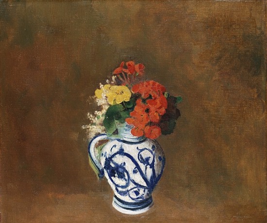 Flowers in a Blue Vase, c.1900 a Odilon Redon