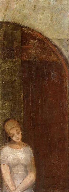 Junge Frau unter einem Bogen (Jeune femme sous une arche) a Odilon Redon