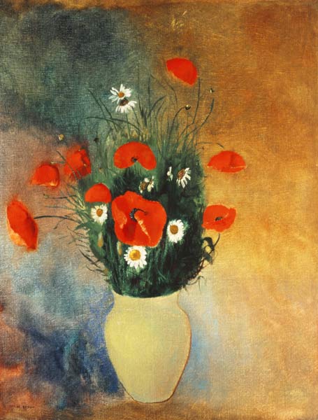 Vase with poppies and Margueriten a Odilon Redon