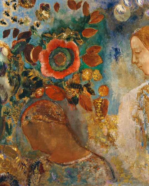 Zwei Mädchen mit Blumen a Odilon Redon