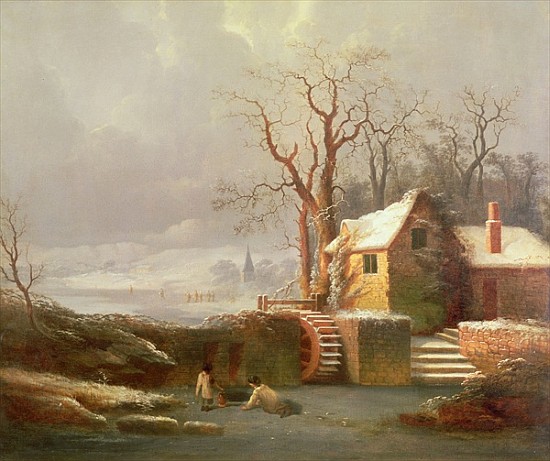 Snow Scene with Mill and Cottages a of Chichester Smith George