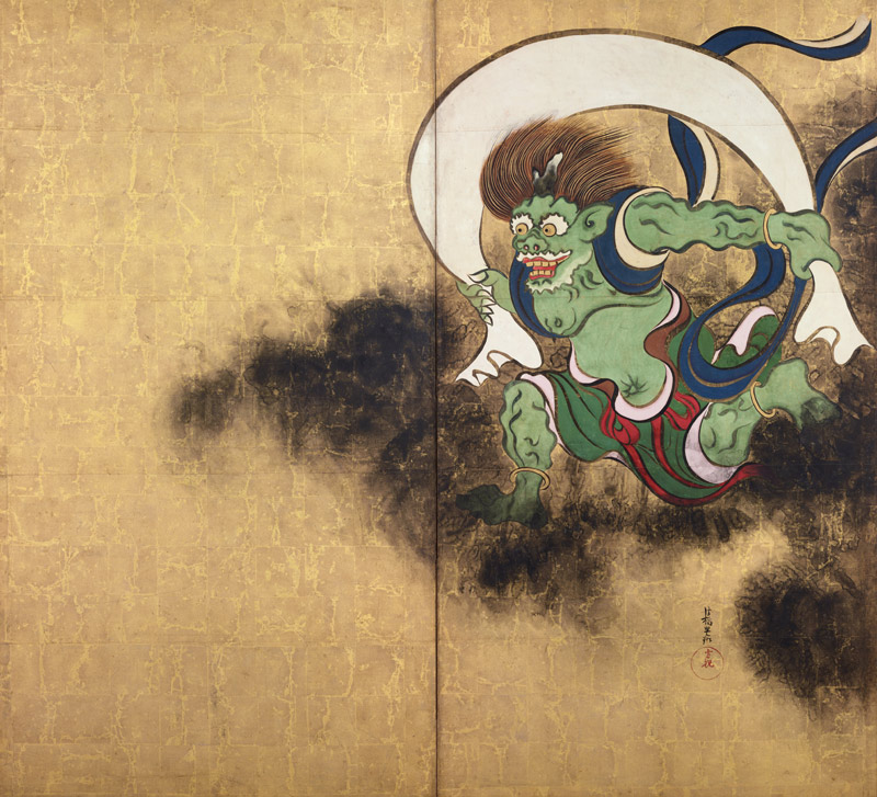 The Wind God. Right part of two-fold screens "Wind God and Thunder God" a Ogata Korin