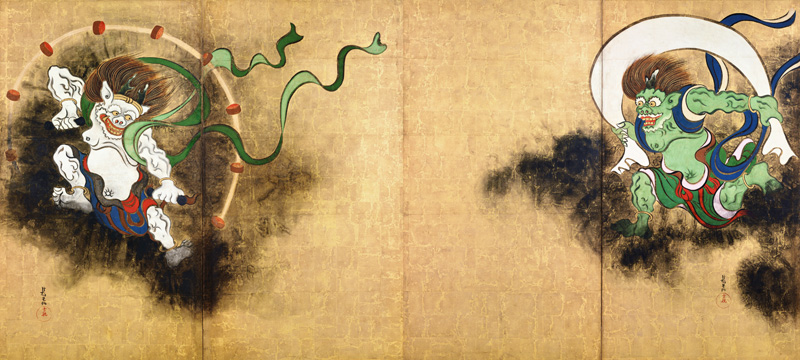 Japan: The Thunder God Raijin (left) and the Wind God Fujin (right) a Ogata Korin