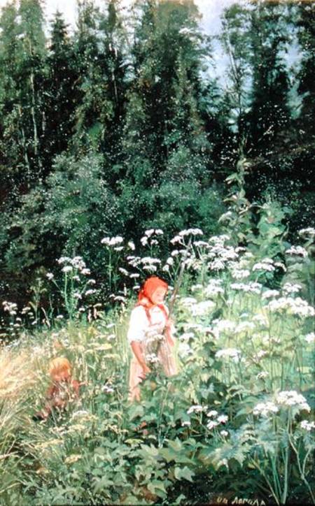 Girl among the wild flowers a Olga Antonova Lagoda-Shishkina