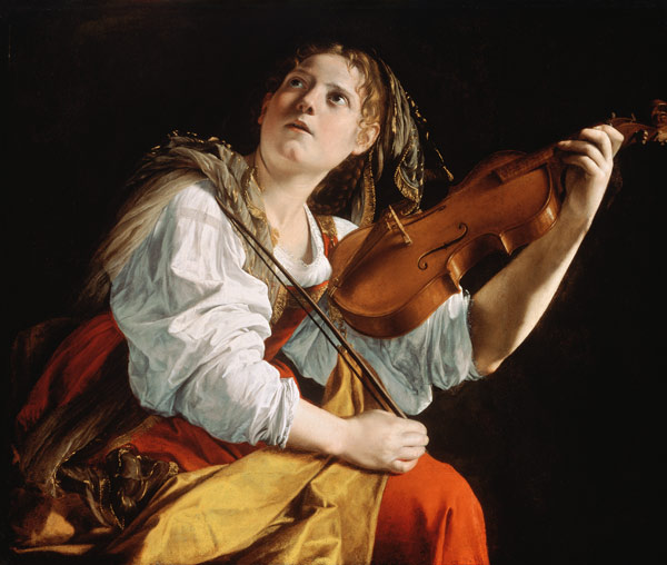 Young Woman with a Violin a Orazio Gentileschi