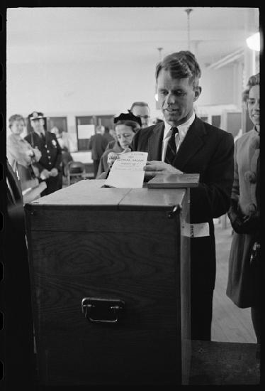 Robert F. Kennedy votes for his brother