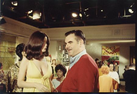 Russ Meyer and cast on the set of Beyond the Valley of the Dolls