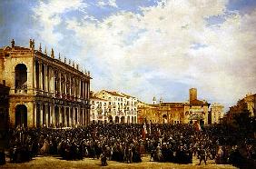 Victor Emmanuel II shows himself to the people of Vicenza from the balcony of Palazzo Chiericati