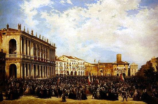 Victor Emmanuel II shows himself to the people of Vicenza from the balcony of Palazzo Chiericati a Orsola Faccioli Licata