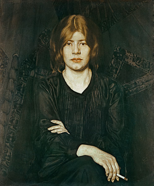 Oskar Zwintscher, Woman w.cigarette 1904 - Oskar Zwintscher riproduzione stampata o copia dipinta a mano e ad olio su tela