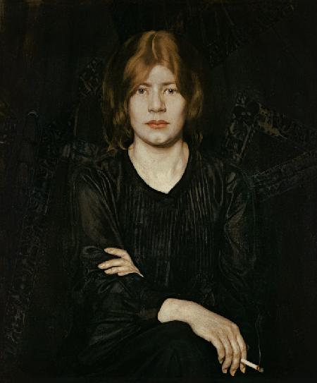 Oskar Zwintscher, Woman w.cigarette 1904