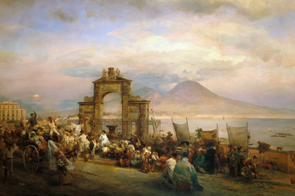 Market day in Naples a Oswald Achenbach