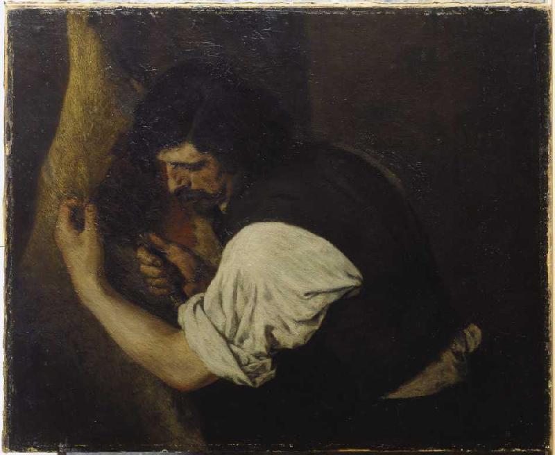 Im Wildbretkeller (Courbet, ein Reh ausweidend). a Otto Franz Scholderer