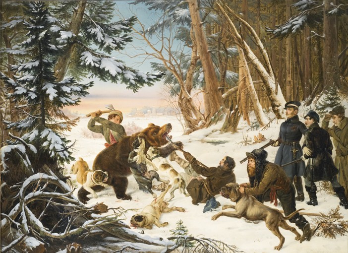 The Tsarevich Alexander Nikolaevich on a Bear hunt on the Outskirts a Moscow a Otto Grashof