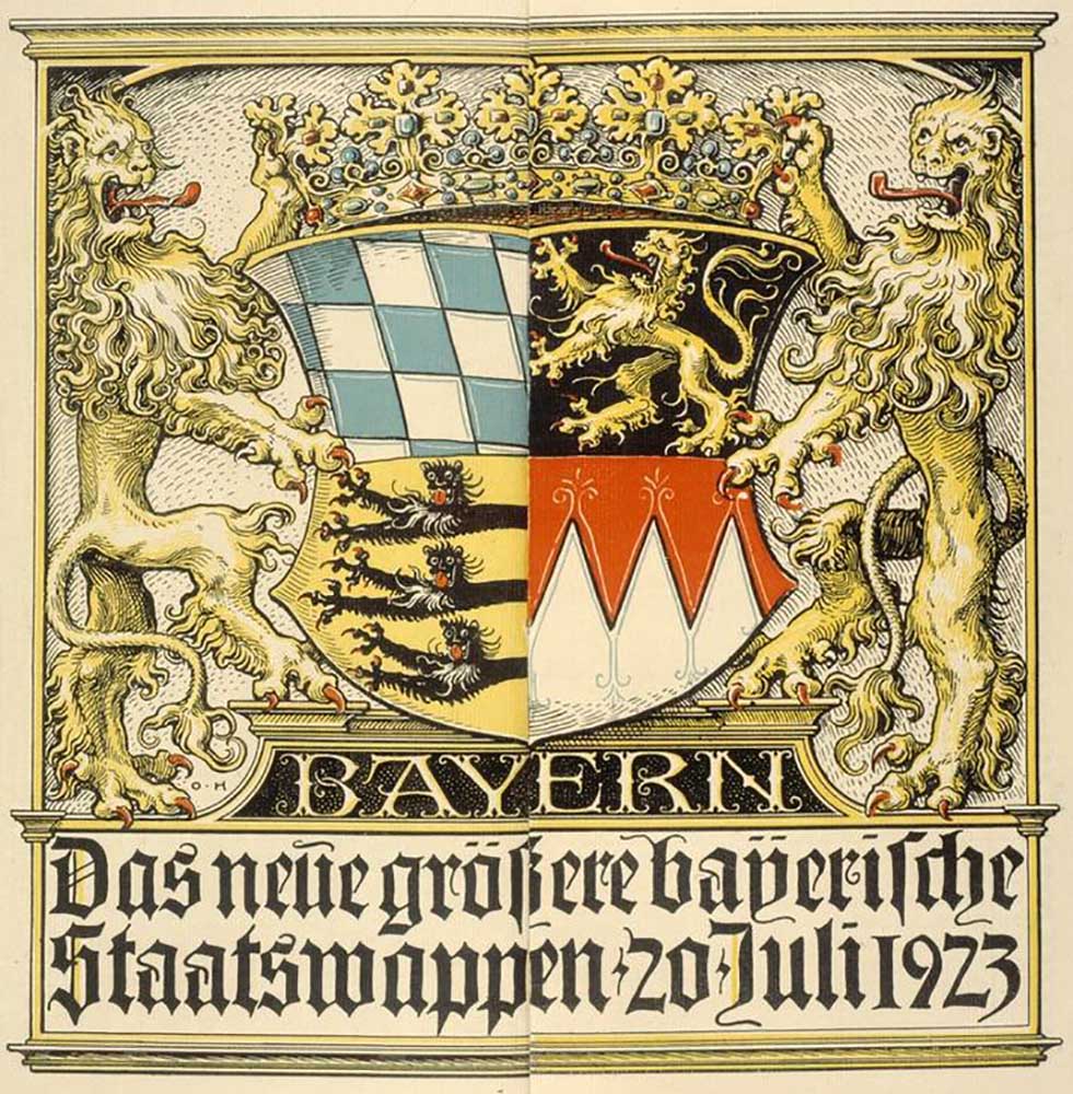 The new larger Bavarian coat of arms, July 20, 1923 a Otto Hupp