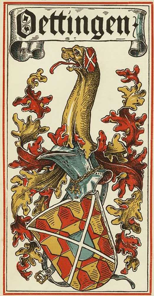 The family coat of arms of the German royal houses: Öttingen a Otto Hupp