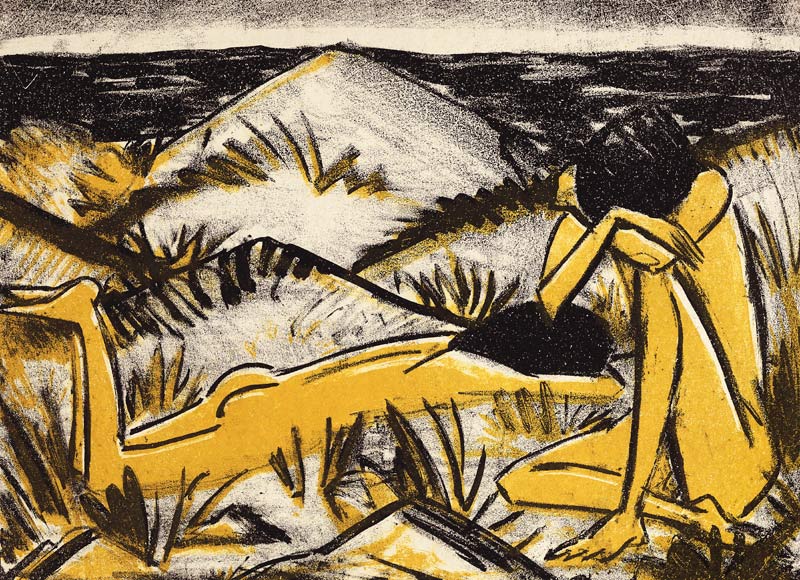 Zwei Mädchen in den Dünen, Sylt a Otto Mueller