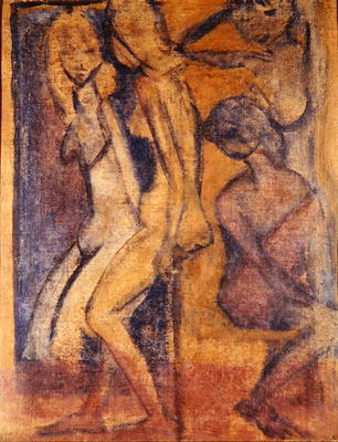 Three Girls, 1922 (oil on canvas) (see 274039 for recto) a Otto Mueller