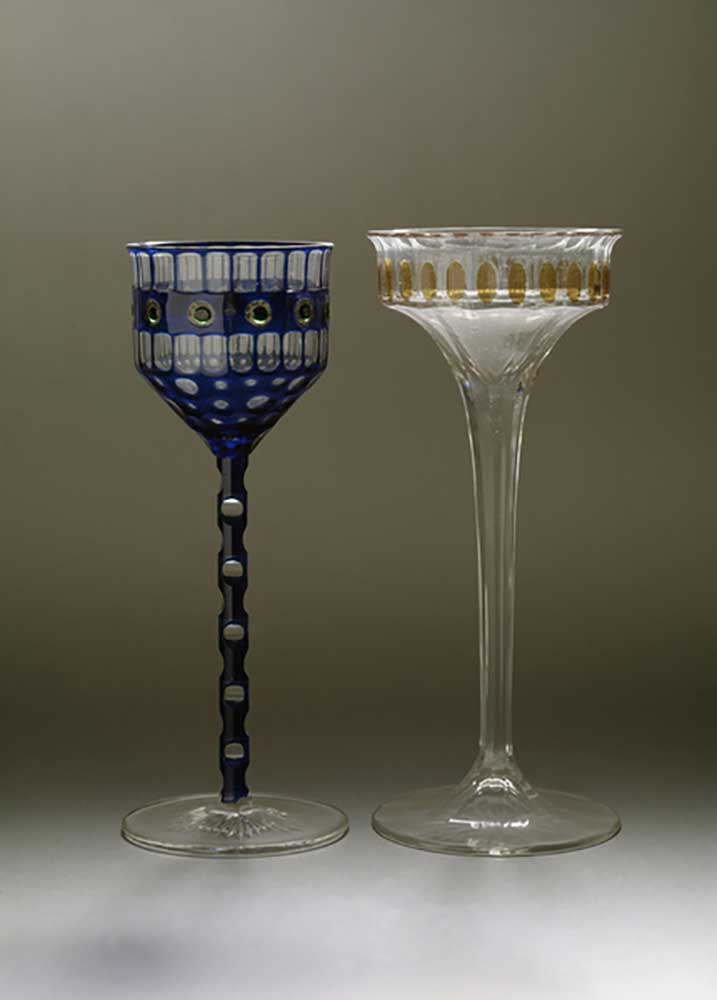 Two glasses a pied draw by Otto Prutscher (1880 1949), one on the left of 1906 Dim h 20 cm on the ri a Otto Prutscher