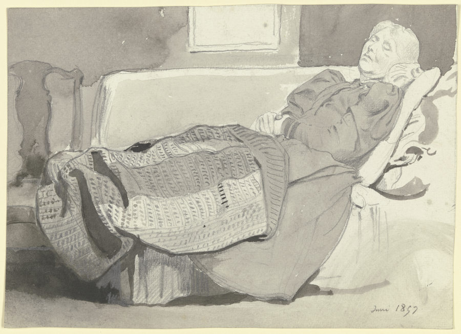 Luise Scholderer auf dem Sofa schlafend a Otto Scholderer