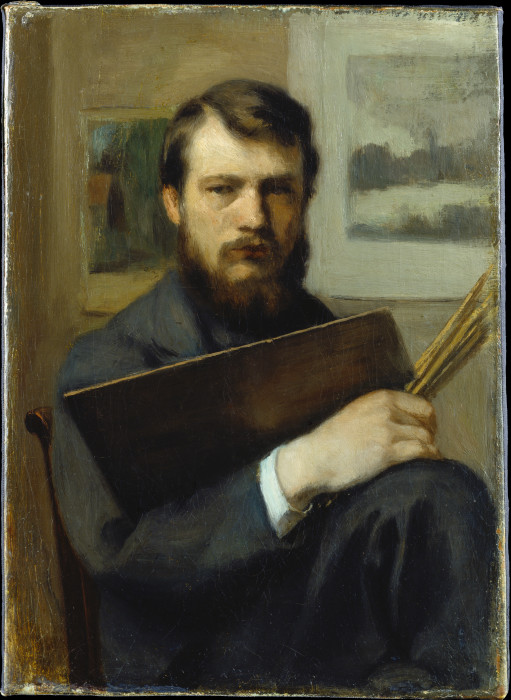 Self-Portrait with Palette and Brushes a Otto Scholderer